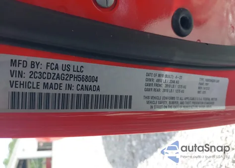 2023 Dodge Challenger Sxt from USA, damaged, VIN 2C3CDZAG2PH568004